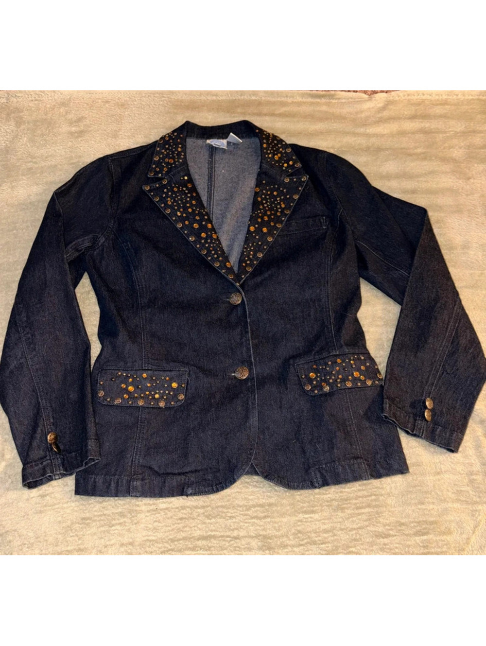 bedazzled and studded whimsical hippie style vintage jean jacket